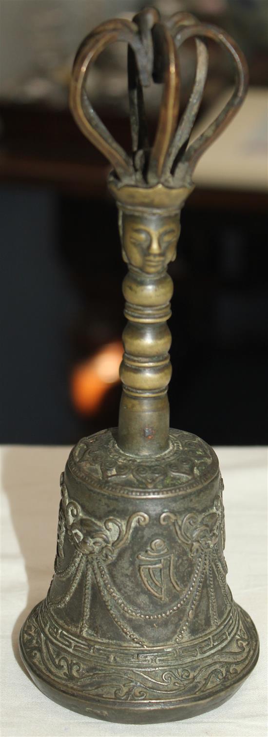 A Tibetan Vajra bell, 17th century, 21cm